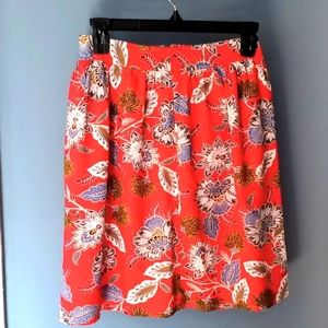 Loft Women's Red Floral Print Skirt, Sz 00P